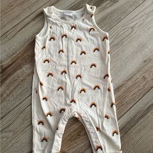 Hanna Andersson Cream Romper with Rainbow Accents